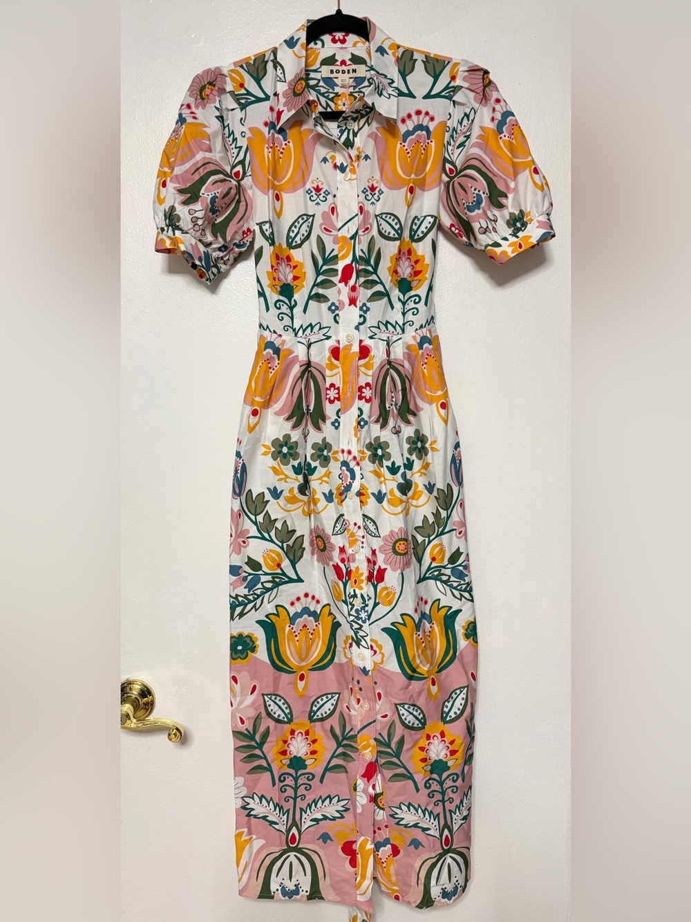 Boden Alexa Maxi Shirt Dress with Multicolor Tulip Fusion